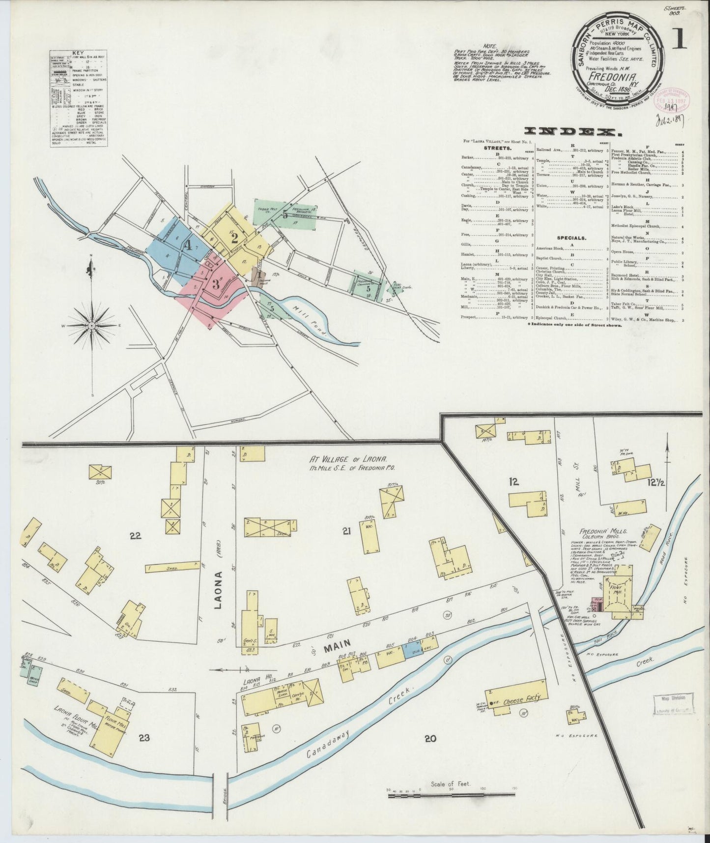 Sanborn Fire Insurance Map from Fredonia, Chautauqua County, New York. (1896) – Historic Sanborn Fire Insurance Map Print