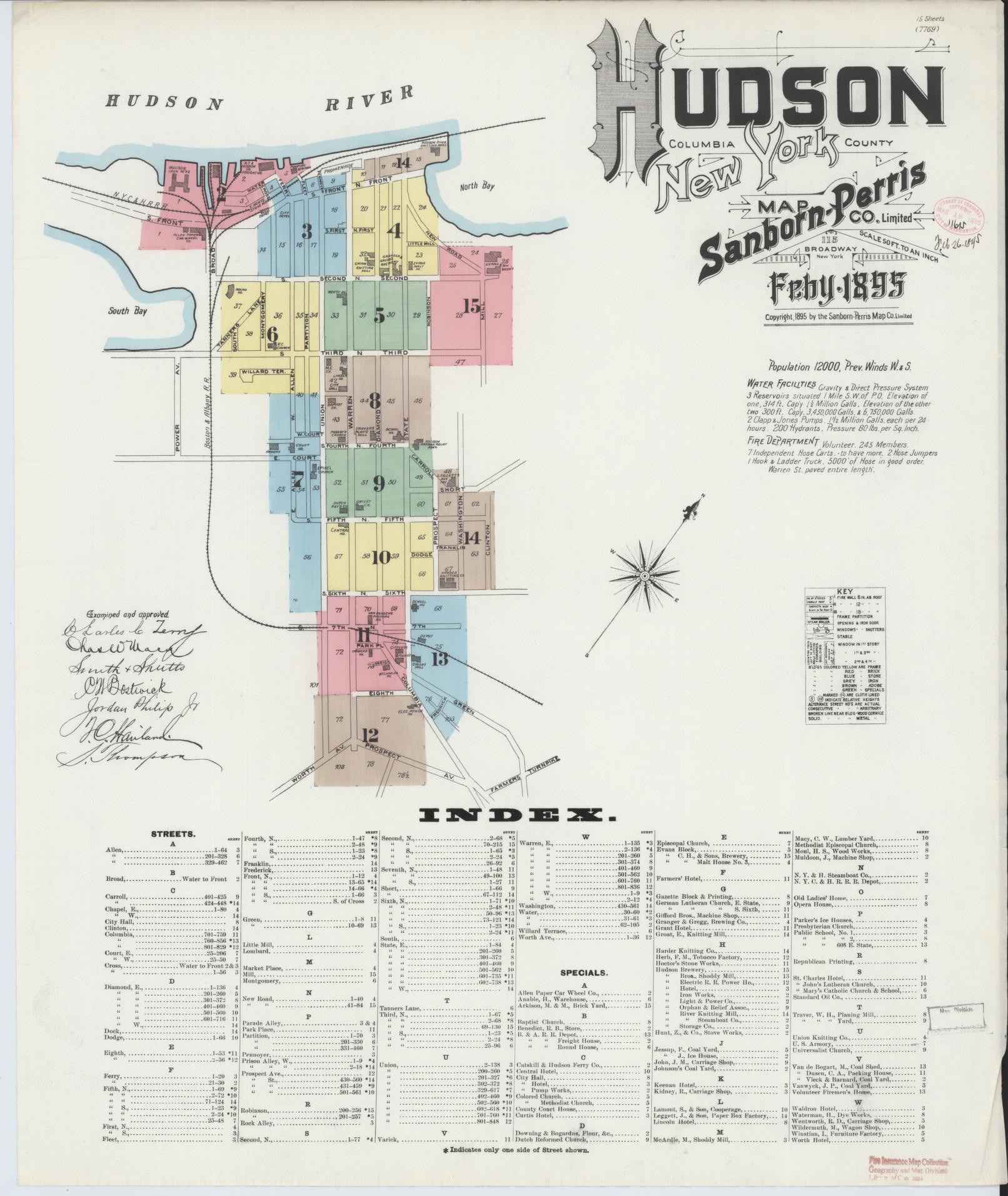 Sanborn Fire Insurance Map from Hudson, Columbia County, New York. (1895) – Historic Sanborn Fire Insurance Map Print