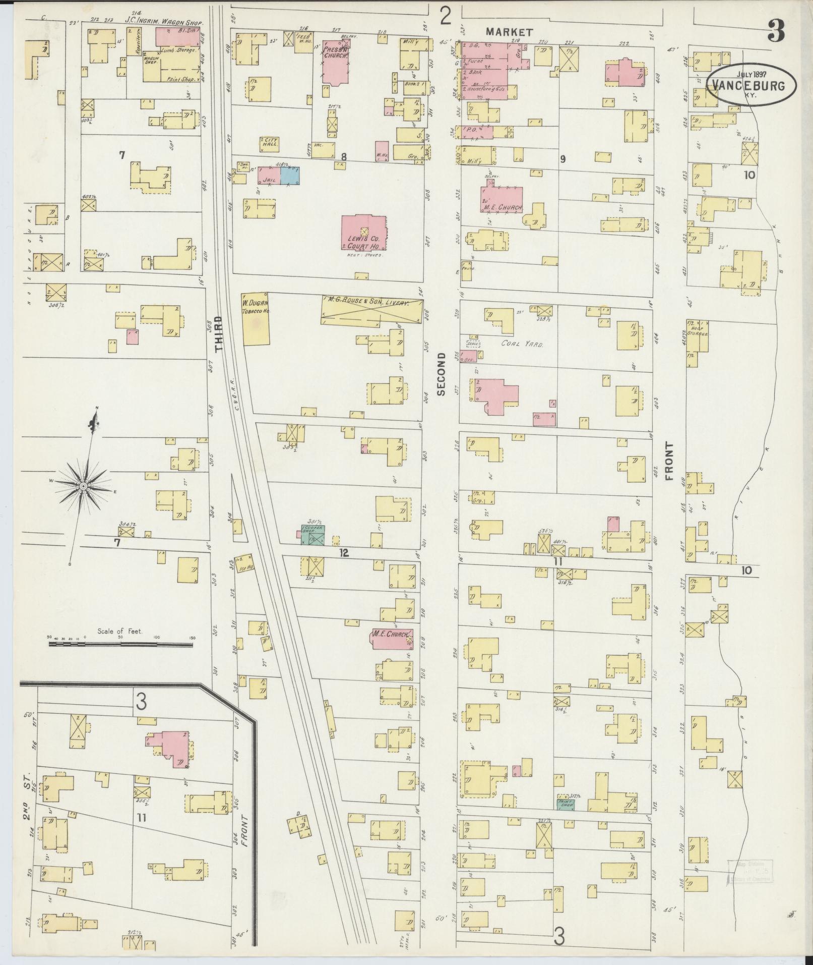 Sanborn Fire Insurance Map from Vanceburg, Lewis County, Kentucky (1897), Sheet #0003 - Complete Map Set gallery image, historic Sanborn map, vintage wall art, Kentucky Kentucky