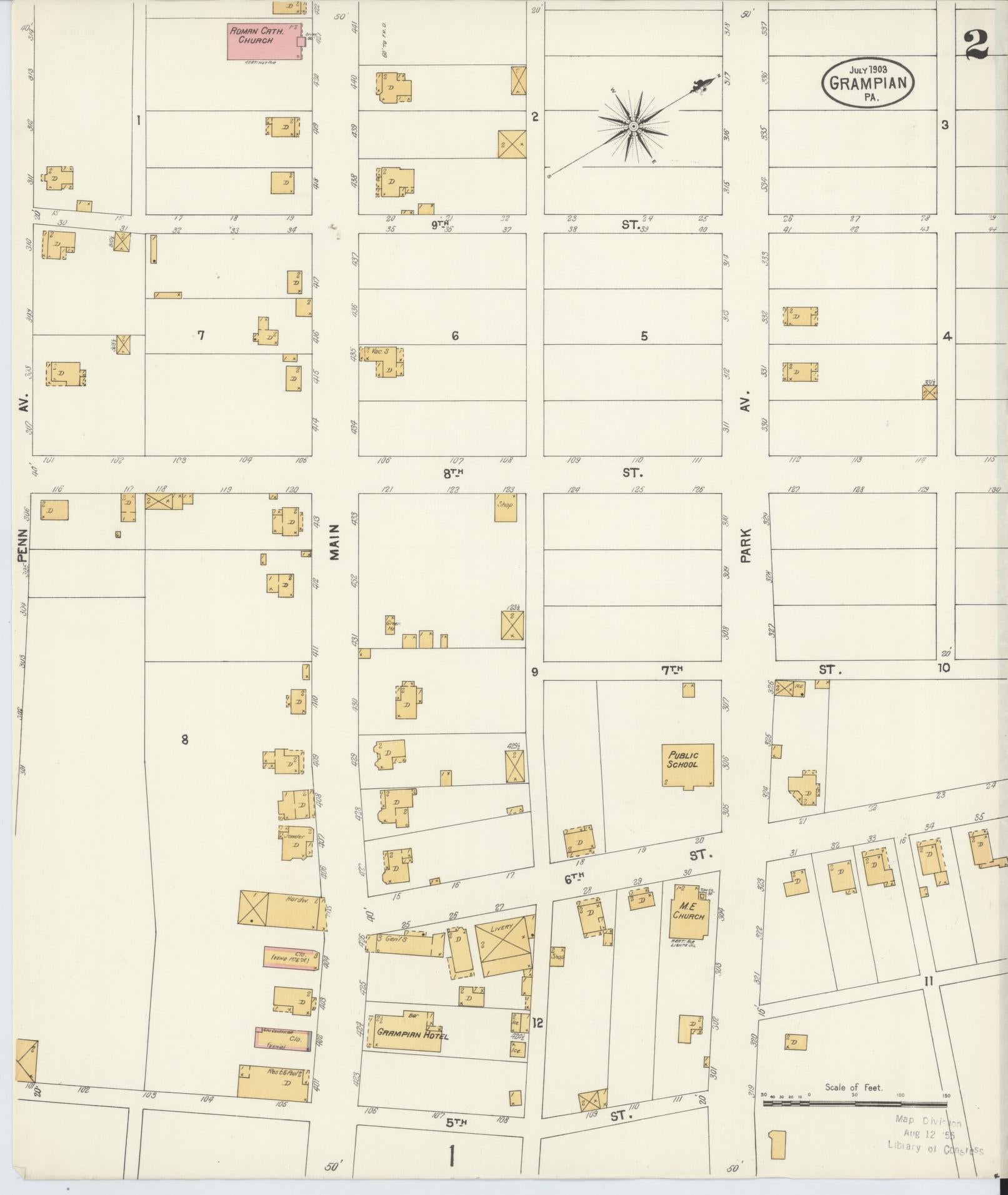 Sanborn Fire Insurance Map from Grampian, Clearfield County, Pennsylvania (1903), Sheet #0002 - Historic Sanborn Fire Insurance Map Print, vintage old map wall art, antique decor, genealogy gift, Pennsylvania Pennsylvania map
