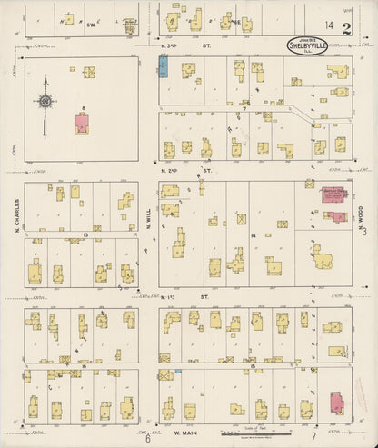 Sanborn Fire Insurance Map from Shelbyville, Shelby County, Illinois (1922), Sheet #0002 - Complete Map Set gallery image, historic Sanborn map, vintage wall art, Illinois Illinois