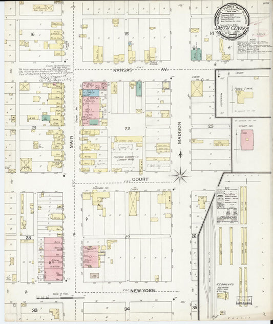Sanborn Fire Insurance Map from Smith Center, Smith County, Kansas (1893), Sheet #0001 - Historic Sanborn Fire Insurance Map Print, vintage old map wall art, antique decor, genealogy gift, Kansas Kansas map