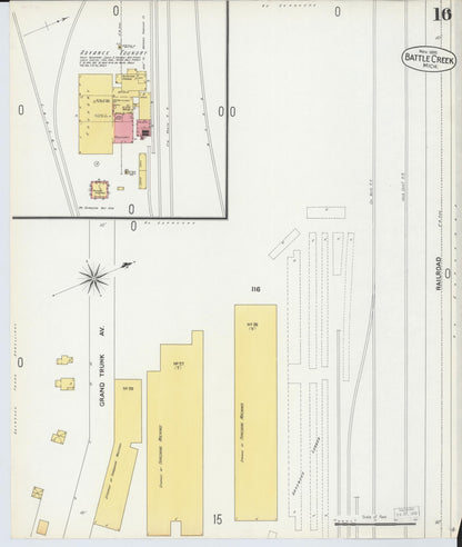 Sanborn Fire Insurance Map from Battle Creek, Calhoun County, Michigan (1899), Sheet #0016 - Complete Map Set gallery image, historic Sanborn map, vintage wall art, Michigan Michigan
