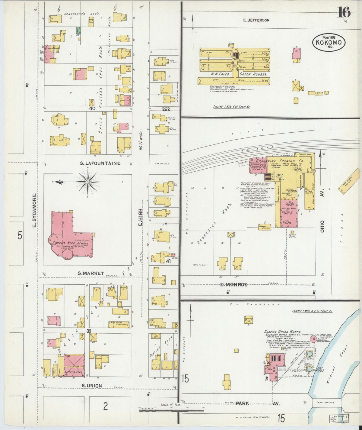 Sanborn Fire Insurance Map from Kokomo, Howard County, Indiana (1902), Sheet #0016 - Historic Sanborn Fire Insurance Map Print, vintage old map wall art, antique decor, genealogy gift, Indiana Indiana map
