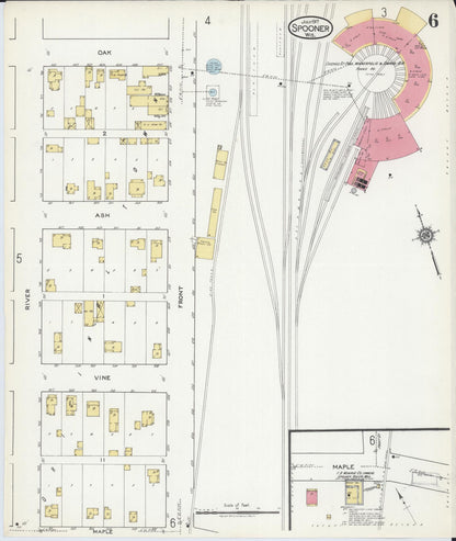 Sanborn Fire Insurance Map from Spooner, Washburn County, Wisconsin (1917), Sheet #0006 - Complete Map Set gallery image, historic Sanborn map, vintage wall art, Wisconsin Wisconsin