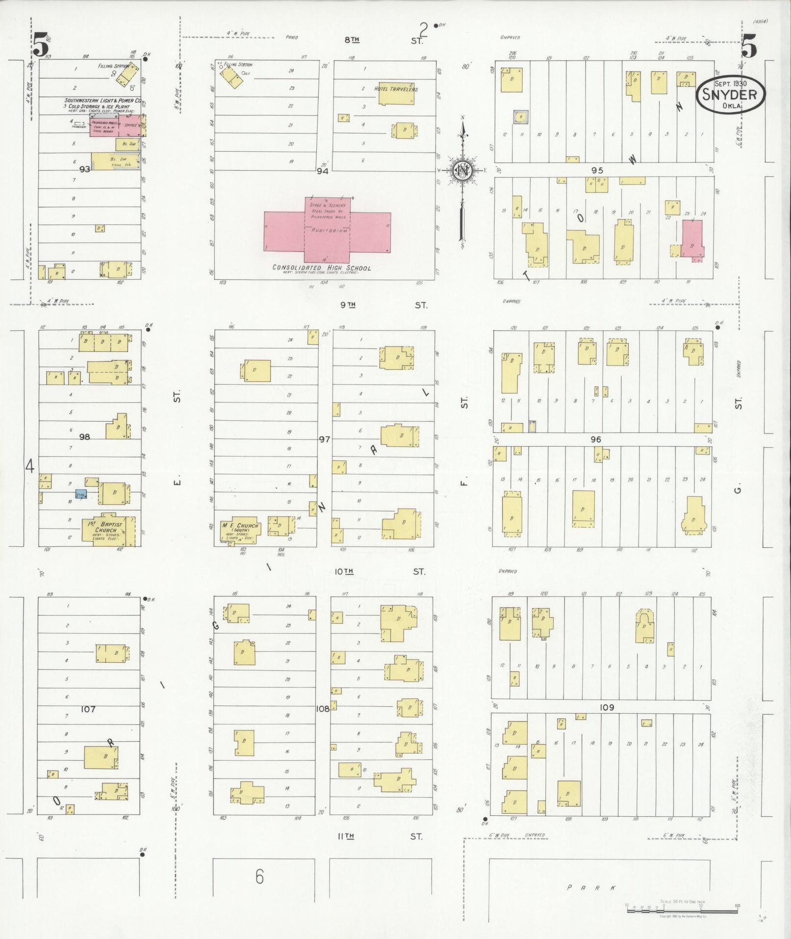 Sanborn Fire Insurance Map from Snyder, Kiowa County, Oklahoma (1930), Sheet #0005 - Complete Map Set gallery image, historic Sanborn map, vintage wall art, Oklahoma Oklahoma