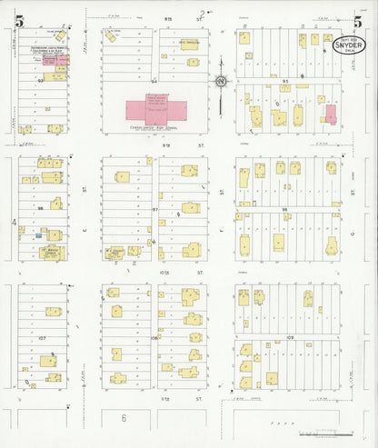 Sanborn Fire Insurance Map from Snyder, Kiowa County, Oklahoma (1930), Sheet #0005 - Complete Map Set gallery image, historic Sanborn map, vintage wall art, Oklahoma Oklahoma