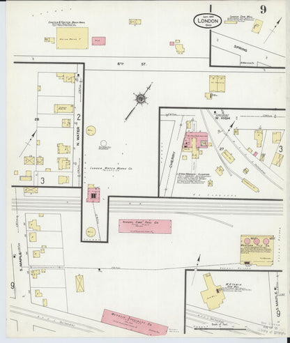Sanborn Fire Insurance Map from London, Madison County, Ohio (1910), Sheet #0009 - Historic Sanborn Fire Insurance Map Print, vintage old map wall art, antique decor, genealogy gift, Ohio Ohio map