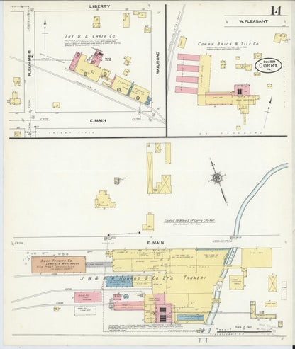 Sanborn Fire Insurance Map from Corry, Erie County, Pennsylvania (1909), Sheet #0014 - Historic Sanborn Fire Insurance Map Print, vintage old map wall art, antique decor, genealogy gift, Pennsylvania Pennsylvania map