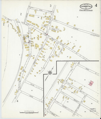 Sanborn Fire Insurance Map from Livermore Falls, Androscoggin County, Maine (1917), Sheet #0004 - Complete Map Set gallery image, historic Sanborn map, vintage wall art, Maine Maine