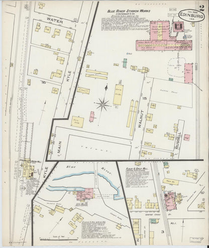 Sanborn Fire Insurance Map from Edinburg, Johnson And Bartholomew Counties, Indiana (1886), Sheet #0002 - Complete Map Set gallery image, historic Sanborn map, vintage wall art, Indiana Indiana