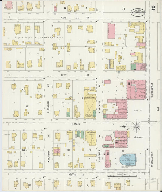Sanborn Fire Insurance Map from Monmouth, Warren County, Illinois (1898), Sheet #0002 - Historic Sanborn Fire Insurance Map Print, vintage old map wall art, antique decor, genealogy gift, Illinois Illinois map