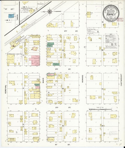 Sanborn Fire Insurance Map from Rippey, Greene County, Iowa (1909), Sheet #0001 - Historic Sanborn Fire Insurance Map Print, vintage old map wall art