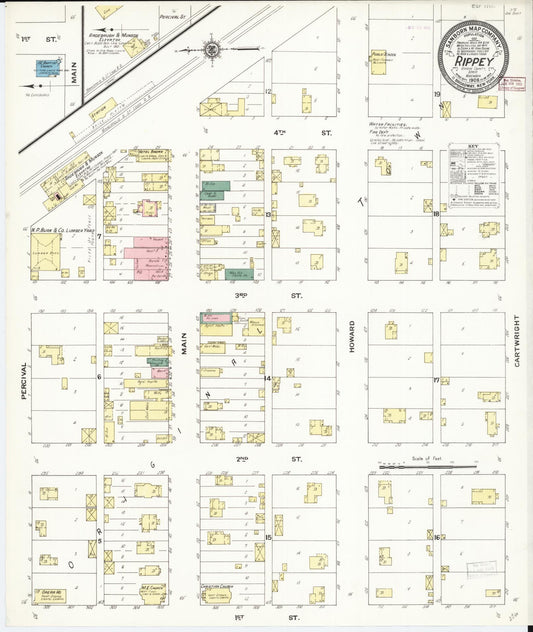 Sanborn Fire Insurance Map from Rippey, Greene County, Iowa (1909), Sheet #0001 - Historic Sanborn Fire Insurance Map Print, vintage old map wall art
