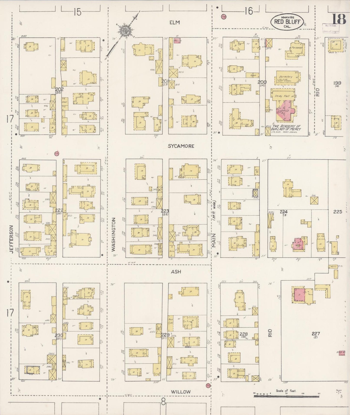 Sanborn Fire Insurance Map from Red Bluff, Tehama County, California (1912), Sheet #0018 - Complete Map Set gallery image, historic Sanborn map, vintage wall art, California California