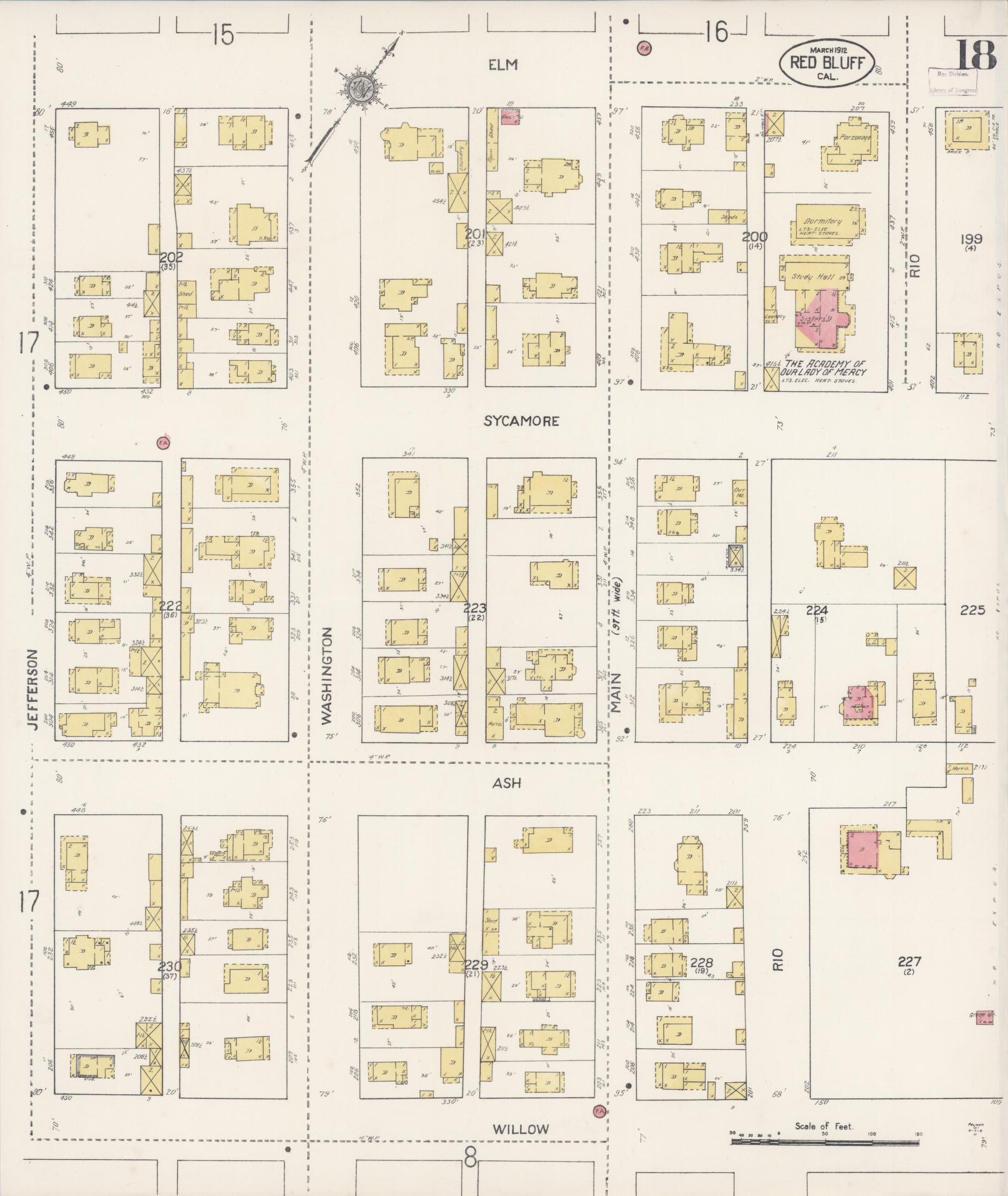 Sanborn Fire Insurance Map from Red Bluff, Tehama County, California (1912), Sheet #0018 - Complete Map Set gallery image, historic Sanborn map, vintage wall art, California California