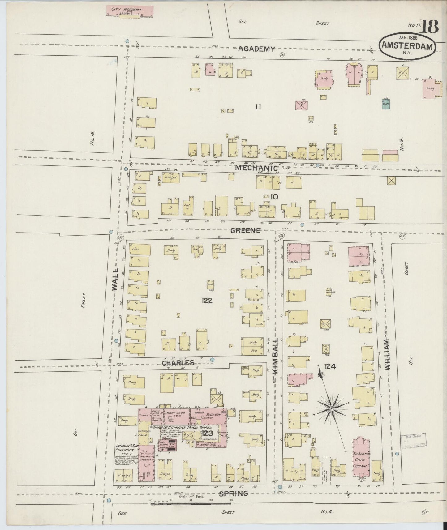 Sanborn Fire Insurance Map from Amsterdam, Montgomery County, New York (1888), Sheet #0018 - Complete Map Set gallery image, historic Sanborn map, vintage wall art, New York New York