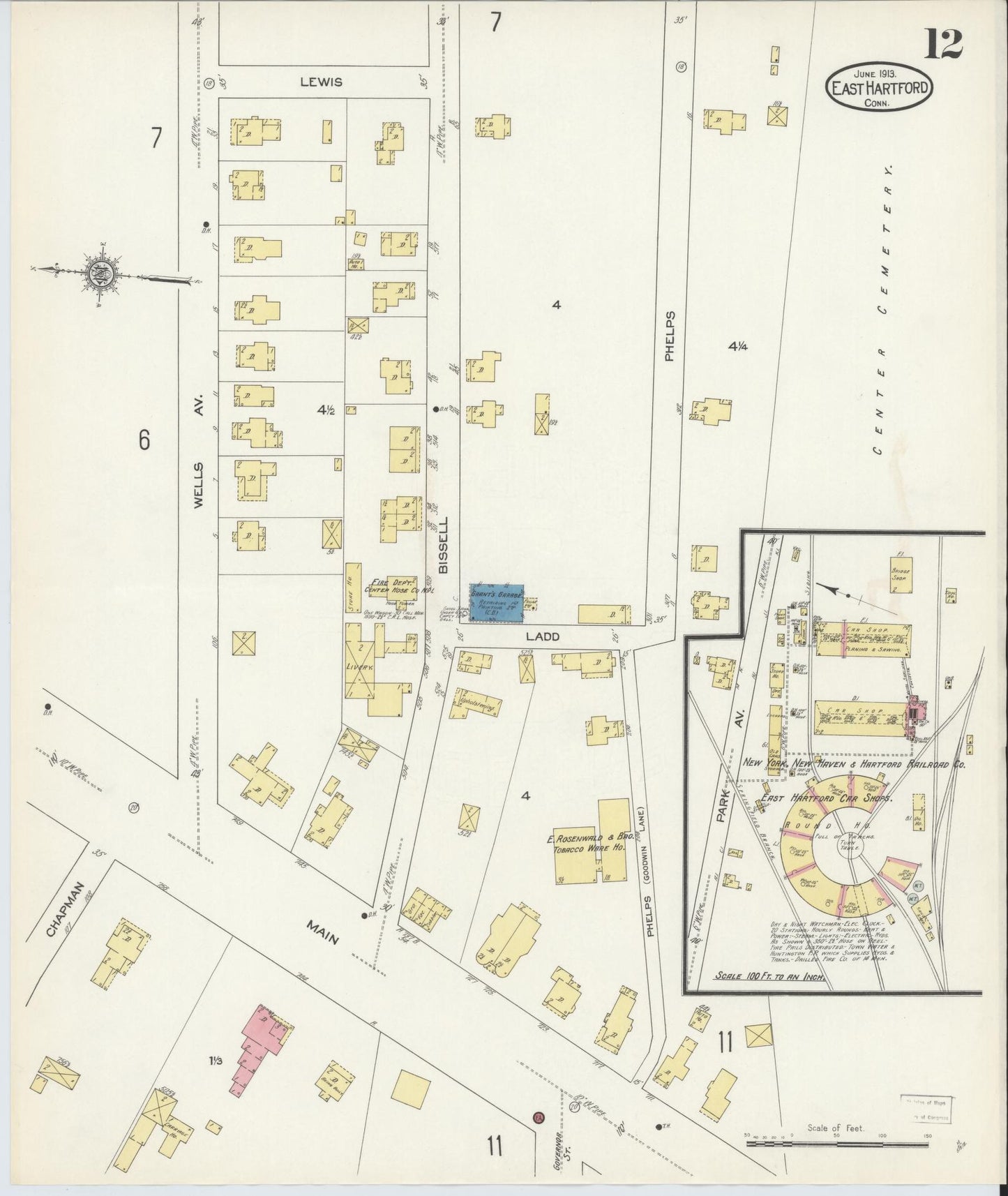 Sanborn Fire Insurance Map from East Hartford, Hartford County, Connecticut (1913), Sheet #0012 - Complete Map Set gallery image, historic Sanborn map, vintage wall art, Connecticut Connecticut