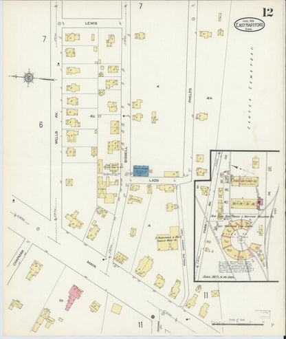 Sanborn Fire Insurance Map from East Hartford, Hartford County, Connecticut (1913), Sheet #0012 - Complete Map Set gallery image, historic Sanborn map, vintage wall art, Connecticut Connecticut