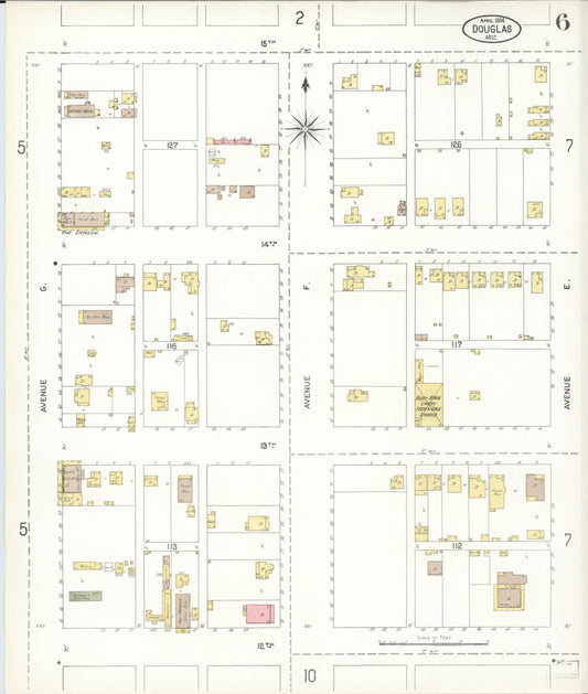 Sanborn Fire Insurance Map from Douglas, Cochise County, Arizona (1904), Sheet #0006 - Historic Sanborn Fire Insurance Map Print, vintage old map wall art, antique decor, genealogy gift, Arizona Arizona map