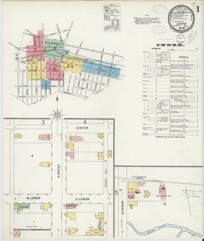 Sanborn Fire Insurance Map from Lititz, Lancaster County, Pennsylvania (1898), Sheet #0001 - Historic Sanborn Fire Insurance Map Print, vintage old map wall art, antique decor, genealogy gift, Pennsylvania Pennsylvania map