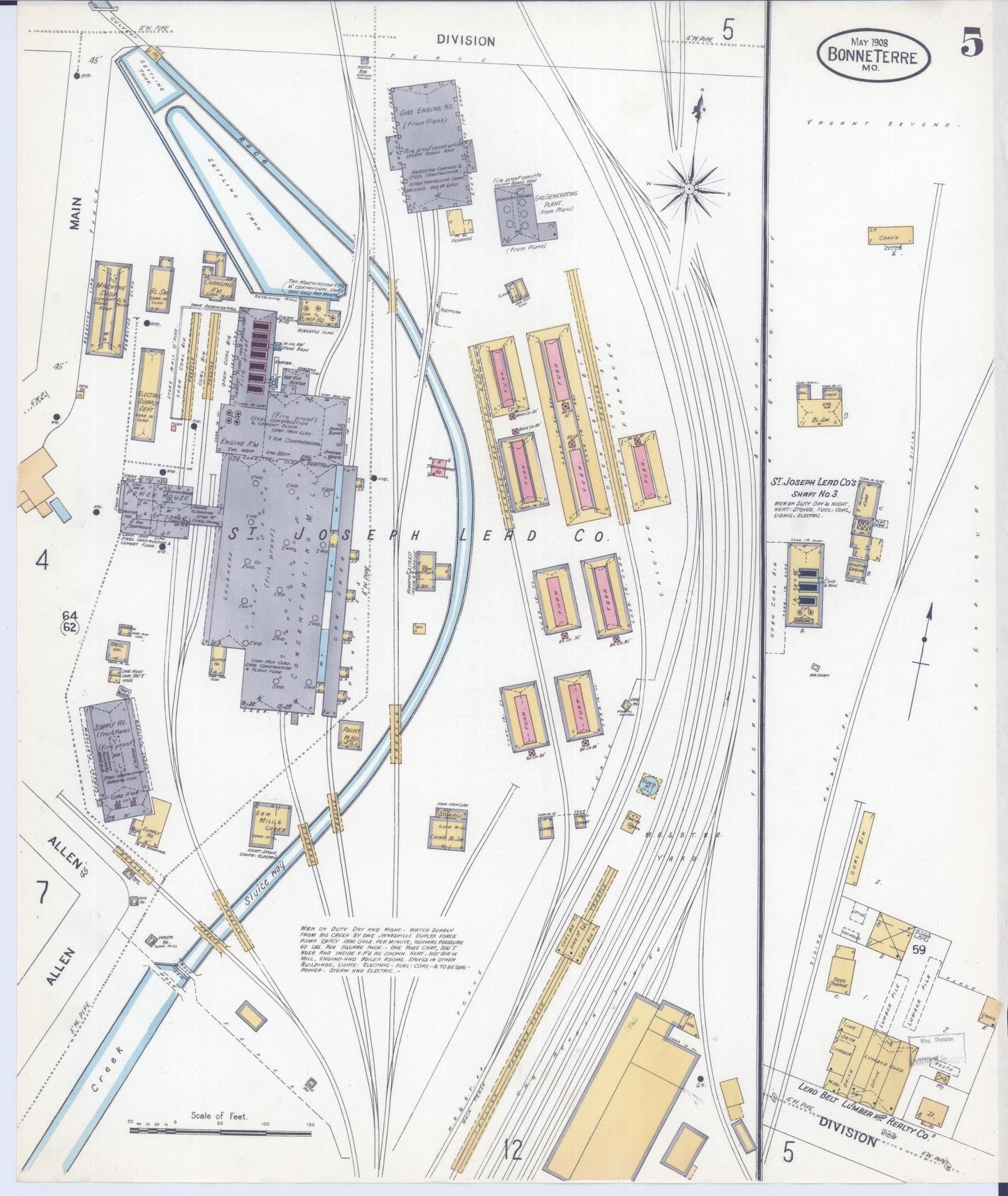Sanborn Fire Insurance Map from Bonne Terre, Saint Francois County, Missouri (1908), Sheet #0005 - Complete Map Set gallery image, historic Sanborn map, vintage wall art, Missouri Missouri