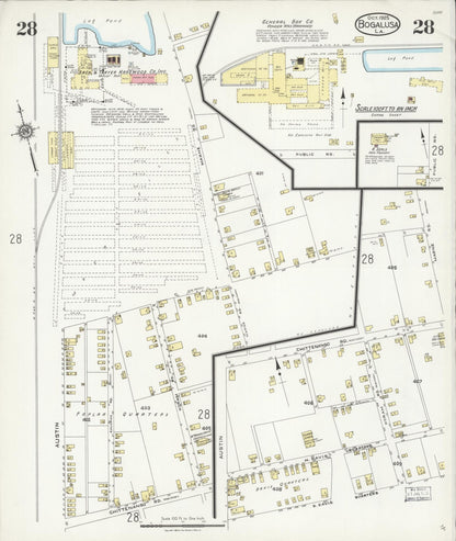 Sanborn Fire Insurance Map from Bogalusa, Washington Parish, Louisiana (1925), Sheet #0028 - Complete Map Set gallery image, historic Sanborn map, vintage wall art, Louisiana Louisiana