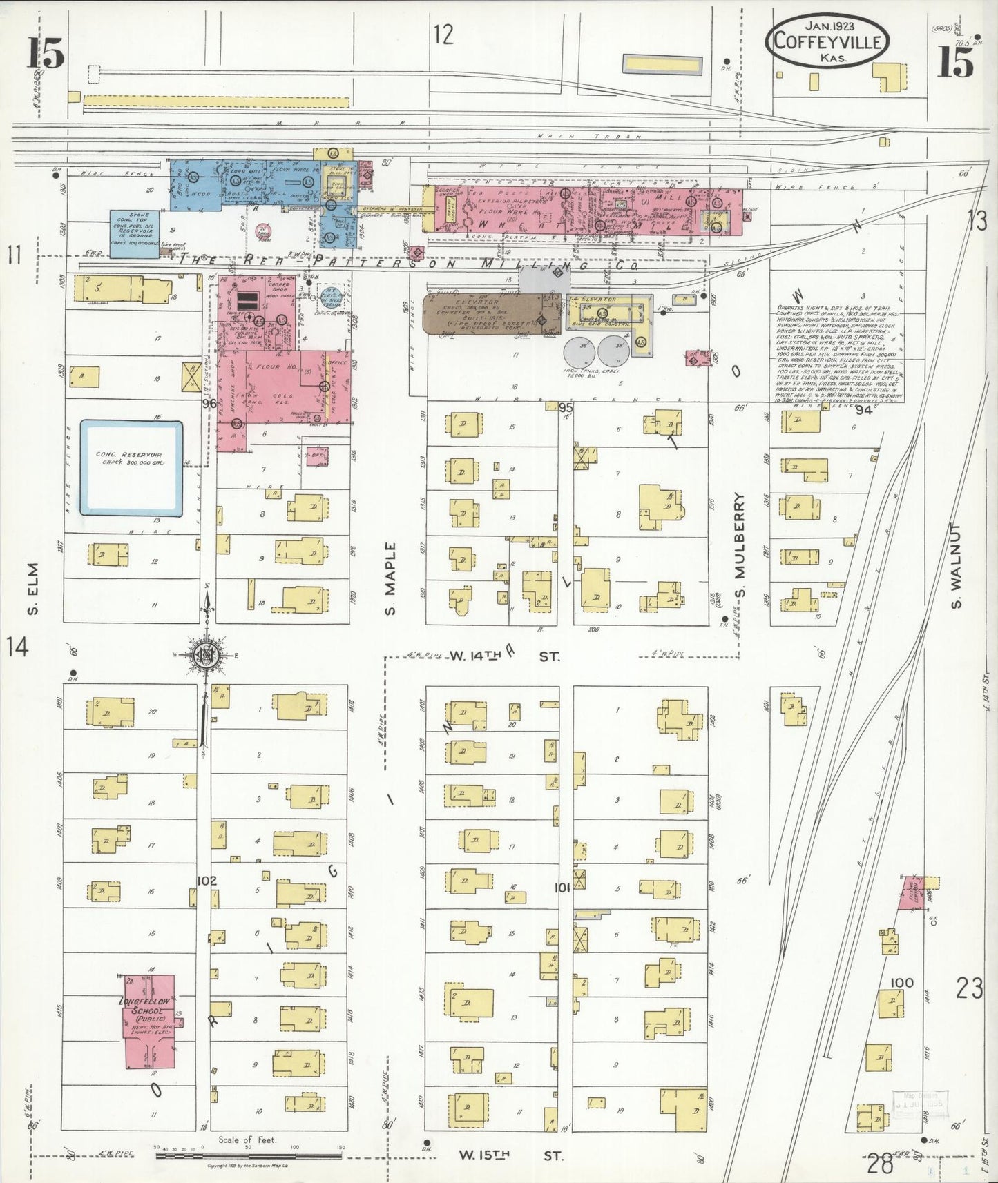 Sanborn Fire Insurance Map from Coffeyville, Montgomery County, Kansas (1923), Sheet #0015 - Complete Map Set gallery image, historic Sanborn map, vintage wall art, Kansas Kansas
