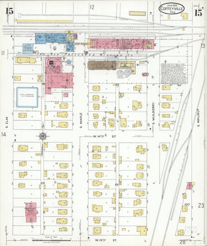 Sanborn Fire Insurance Map from Coffeyville, Montgomery County, Kansas (1923), Sheet #0015 - Complete Map Set gallery image, historic Sanborn map, vintage wall art, Kansas Kansas