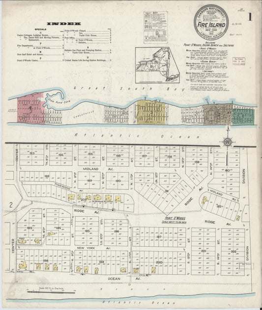 Sanborn Fire Insurance Map from Fire Island, Suffolk County, New York. (1915) – Historic Sanborn Fire Insurance Map Print