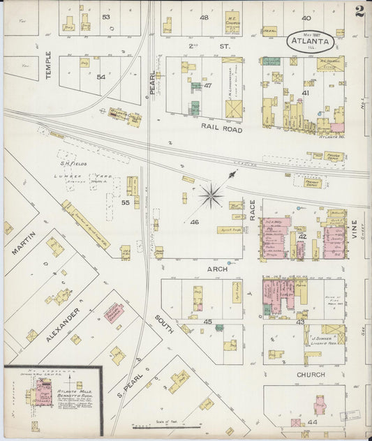 Sanborn Fire Insurance Map from Atlanta, Logan County, Illinois (1887), Sheet #0002 - Historic Sanborn Fire Insurance Map Print, vintage old map wall art, antique decor, genealogy gift, Illinois Illinois map