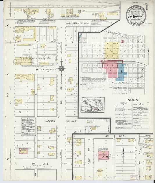 Sanborn Fire Insurance Map from La Moure, La Moure County, North Dakota. (1914) – Historic Sanborn Fire Insurance Map Print