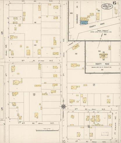 Sanborn Fire Insurance Map from Puyallup, Pierce County, Washington (1912), Sheet #0006 - Complete Map Set gallery image, historic Sanborn map, vintage wall art, Washington Washington