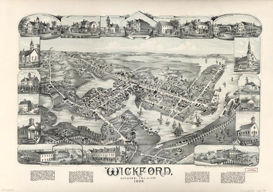 Wickford, Rhode Island, 1888. (1888) – Historic Bird’s-Eye View Panorama Print