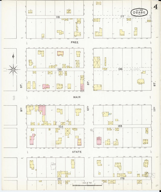 Sanborn Fire Insurance Map from Osage, Mitchell County, Iowa (1892), Sheet #0004 - Historic Sanborn Fire Insurance Map Print, vintage old map wall art