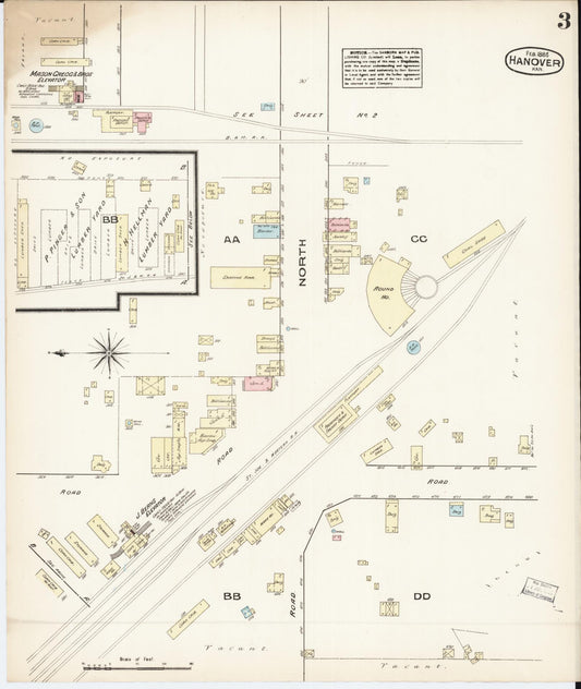 Sanborn Fire Insurance Map from Hanover, Washington County, Kansas (1885), Sheet #0003 - Historic Sanborn Fire Insurance Map Print, vintage old map wall art, antique decor, genealogy gift, Kansas Kansas map
