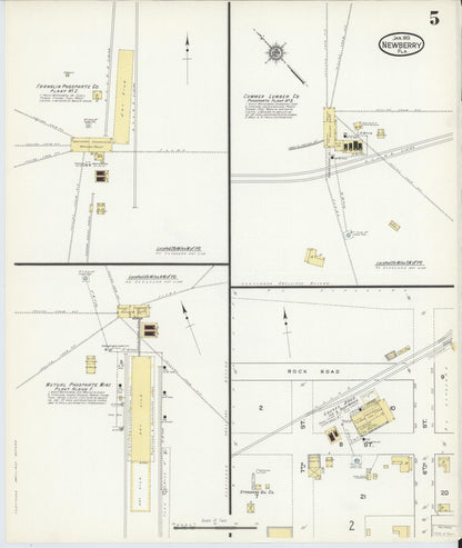 Sanborn Fire Insurance Map from Newberry, Alachua County, Florida (1913), Sheet #0005 - Complete Map Set gallery image, historic Sanborn map, vintage wall art, Florida Florida