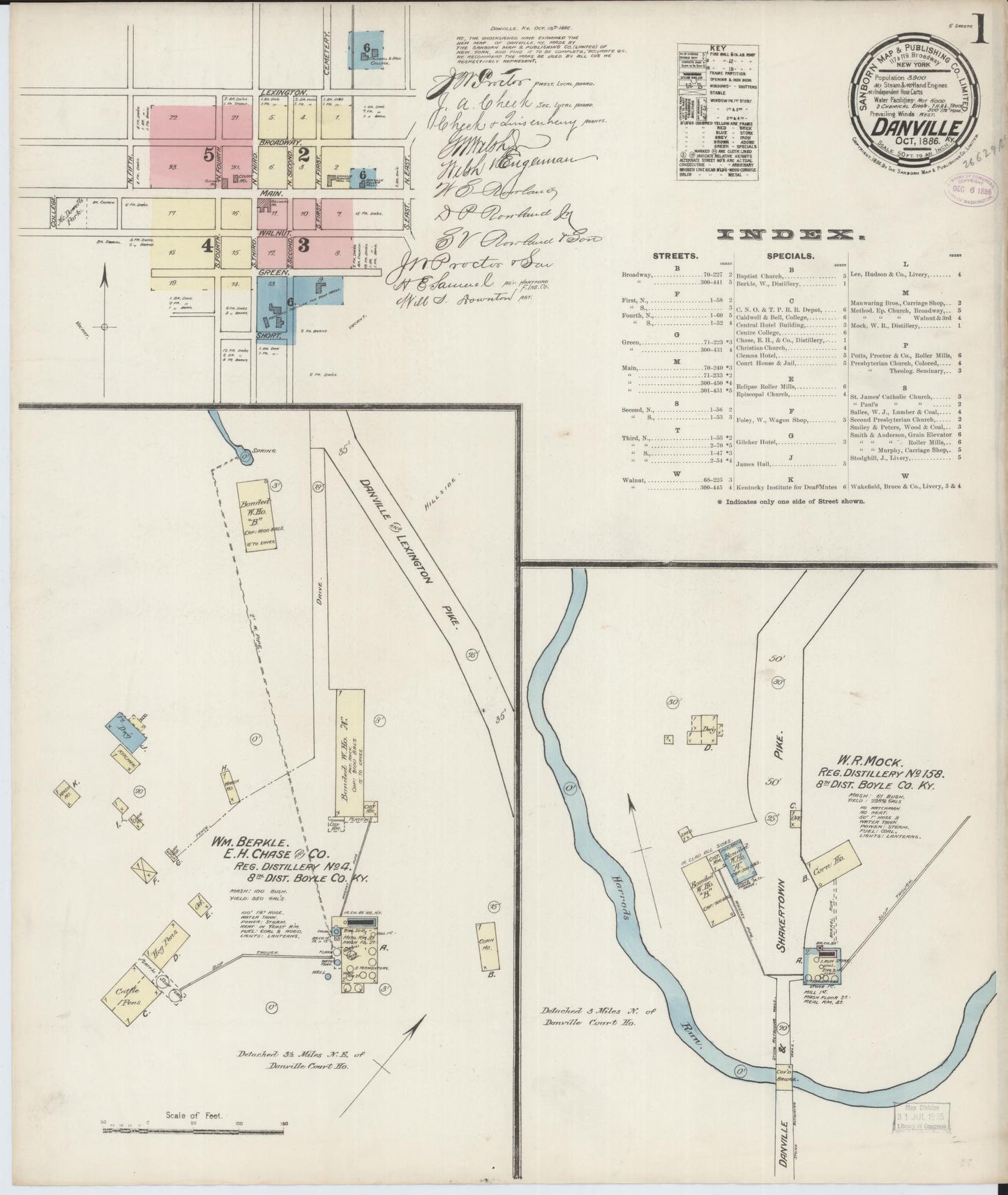 Sanborn Fire Insurance Map from Danville, Boyle County, Kentucky (1886), Sheet #0001 - Complete Map Set gallery image, historic Sanborn map, vintage wall art, Kentucky Kentucky