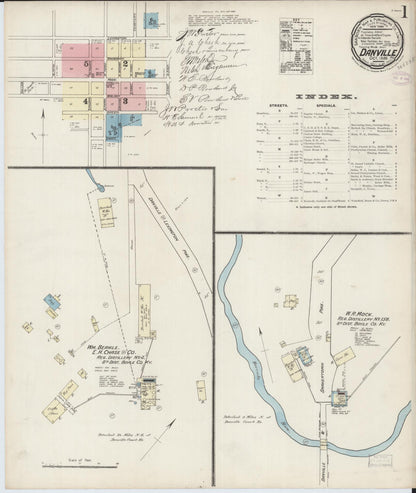 Sanborn Fire Insurance Map from Danville, Boyle County, Kentucky (1886), Sheet #0001 - Complete Map Set gallery image, historic Sanborn map, vintage wall art, Kentucky Kentucky