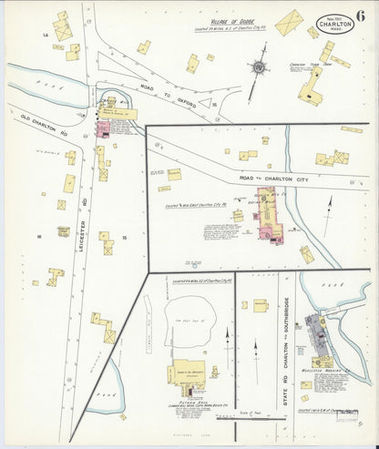 Sanborn Fire Insurance Map from Charlton, Worcester County, Massachusetts (1910), Sheet #0006 - Complete Map Set gallery image, historic Sanborn map, vintage wall art, Massachusetts Massachusetts