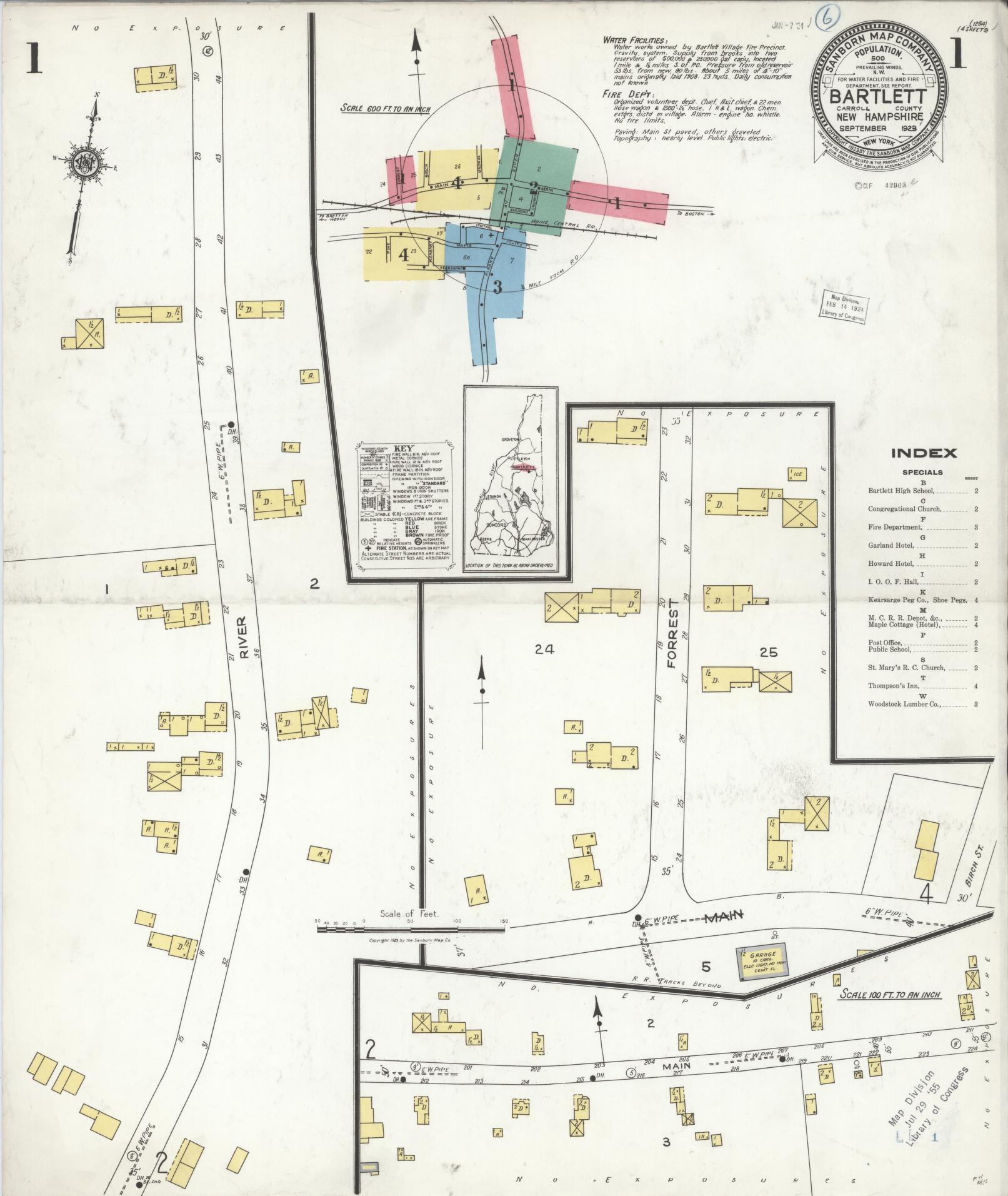 Sanborn Fire Insurance Map from Bartlett, Carroll County, New Hampshire. (1923) – Historic Sanborn Fire Insurance Map Print