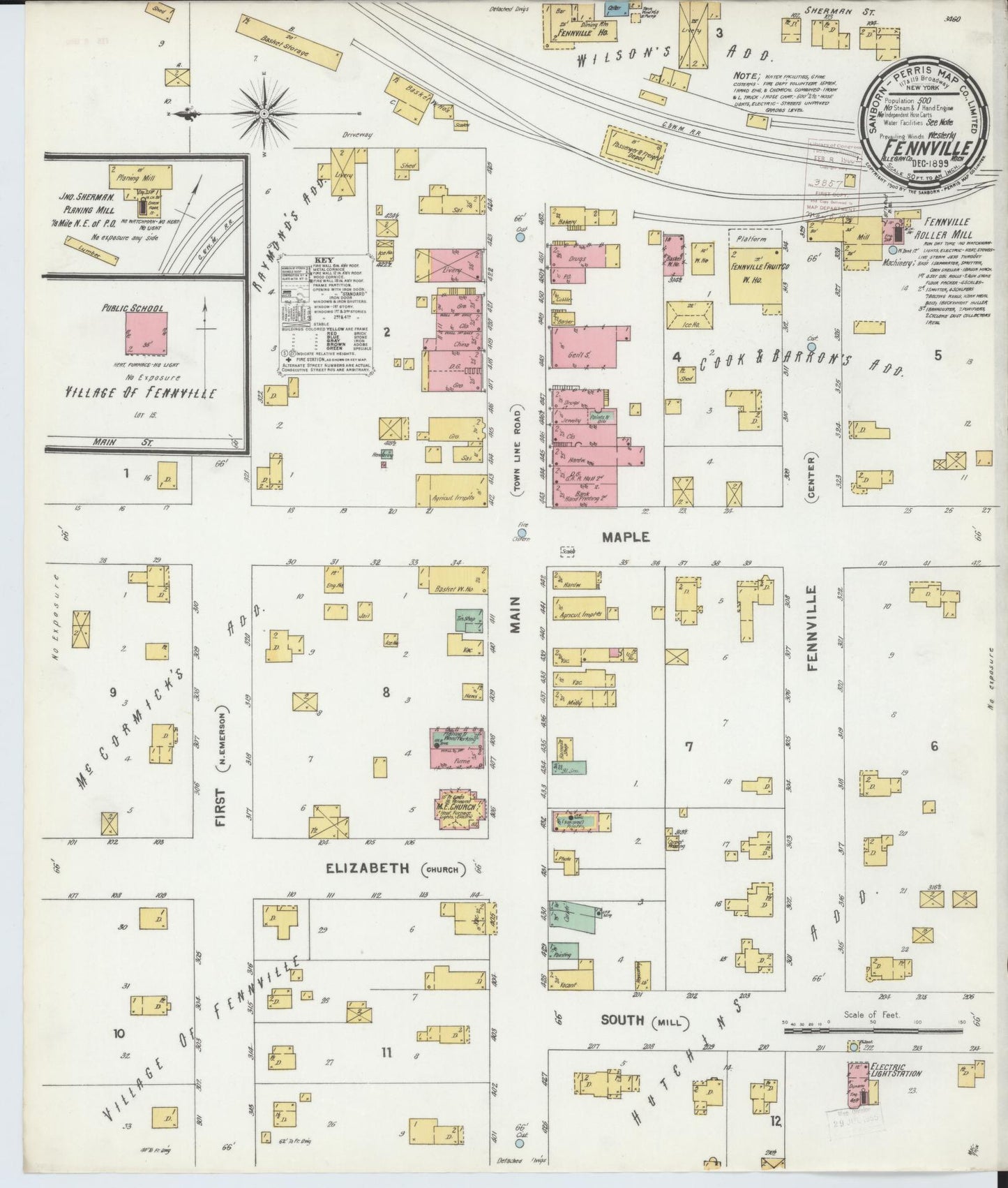 Sanborn Fire Insurance Map from Fennville, Allegan County, Michigan (1899), Sheet #0001 - Historic Sanborn Fire Insurance Map Print, vintage old map wall art, antique decor, genealogy gift, Michigan Michigan map