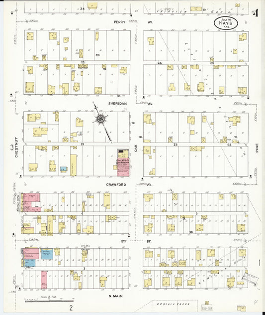 Sanborn Fire Insurance Map from Hays, Ellis County, Kansas (1911), Sheet #0004 - Historic Sanborn Fire Insurance Map Print, vintage old map wall art, antique decor, genealogy gift, Kansas Kansas map