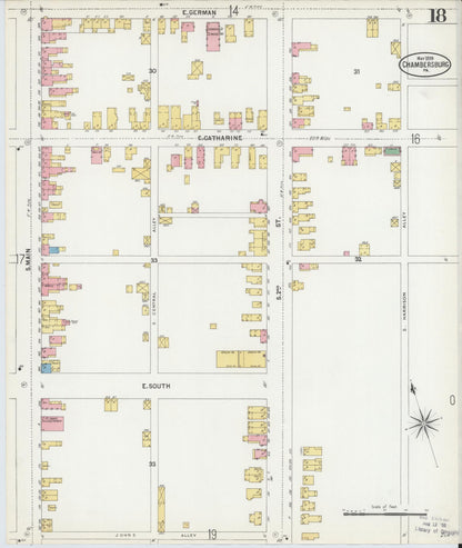 Sanborn Fire Insurance Map from Chambersburg, Franklin County, Pennsylvania (1899), Sheet #0018 - Complete Map Set gallery image, historic Sanborn map, vintage wall art, Pennsylvania Pennsylvania