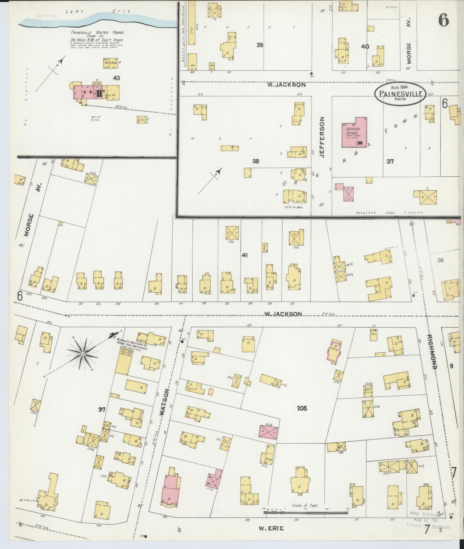 Sanborn Fire Insurance Map from Painesville, Lake County, Ohio (1904), Sheet #0006 - Complete Map Set gallery image, historic Sanborn map, vintage wall art, Ohio Ohio