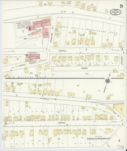 Sanborn Fire Insurance Map from Aurora, Dearborn County, Indiana (1911), Sheet #0009 - Historic Sanborn Fire Insurance Map Print, vintage old map wall art, antique decor, genealogy gift, Indiana Indiana map