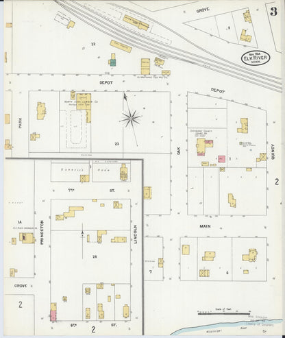 Sanborn Fire Insurance Map from Elk River, Sherburne County, Minnesota (1905), Sheet #0003 - Complete Map Set gallery image, historic Sanborn map, vintage wall art, Minnesota Minnesota