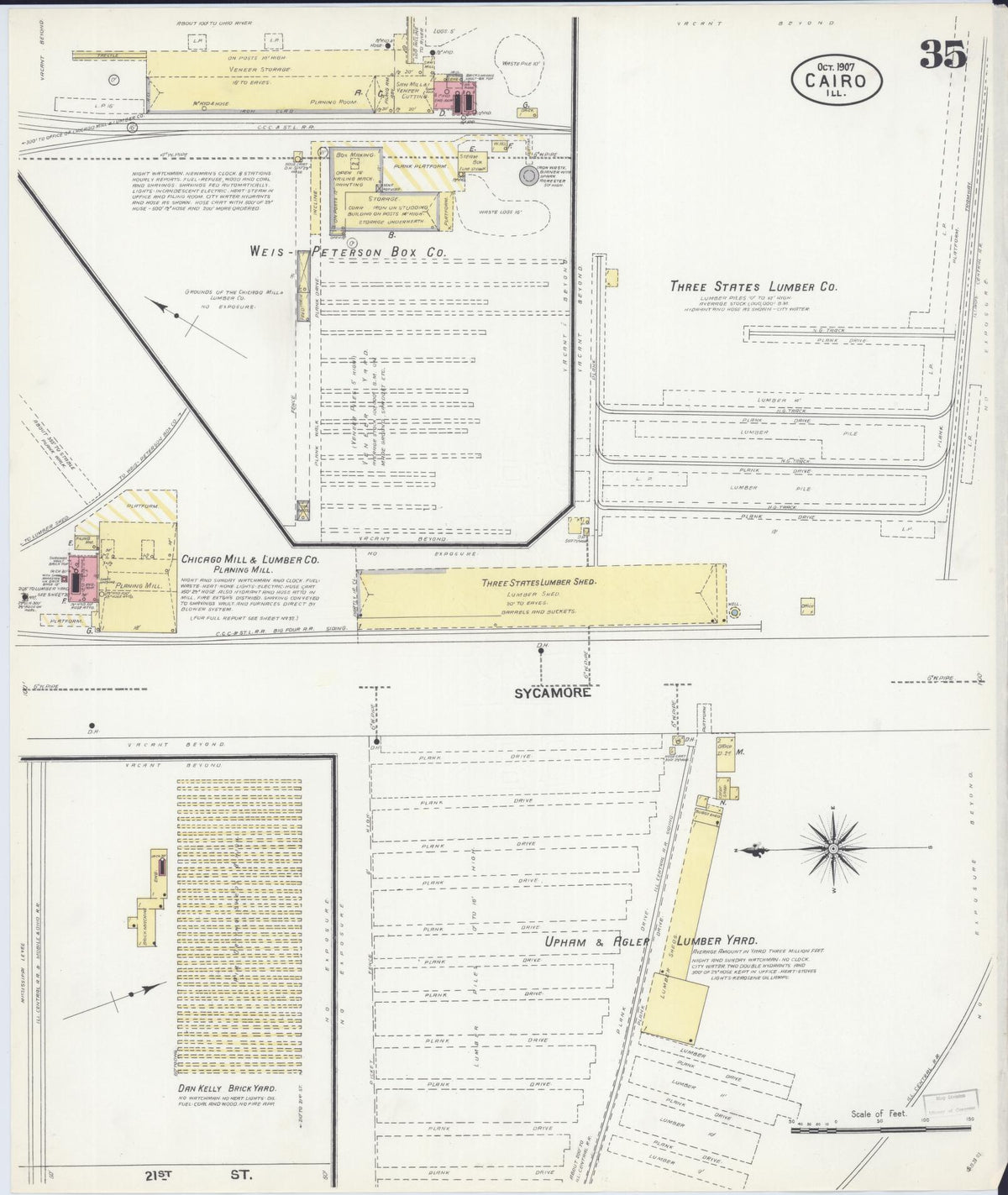 Sanborn Fire Insurance Map from Cairo, Alexander County, Illinois (1907), Sheet #0035 - Complete Map Set gallery image, historic Sanborn map, vintage wall art, Illinois Illinois
