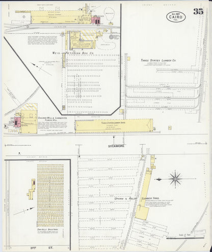 Sanborn Fire Insurance Map from Cairo, Alexander County, Illinois (1907), Sheet #0035 - Complete Map Set gallery image, historic Sanborn map, vintage wall art, Illinois Illinois