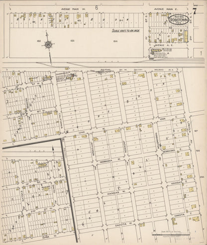 Sanborn Fire Insurance Map from Robstown, Nueces County, Texas (1922), Sheet #0007 - Complete Map Set gallery image, historic Sanborn map, vintage wall art, Texas Texas